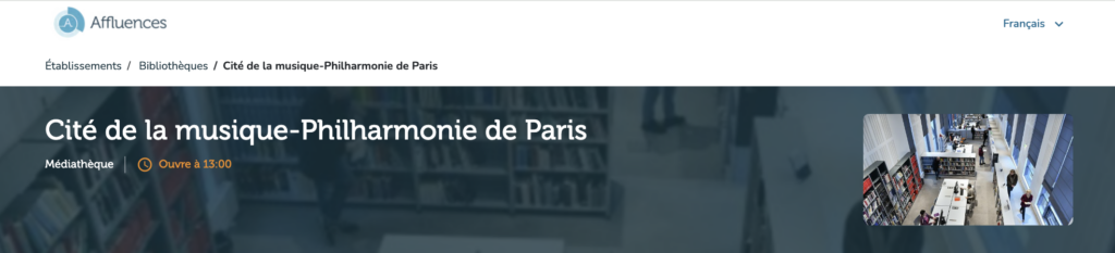 Médiathèque de la cité de la musique sur Affluences